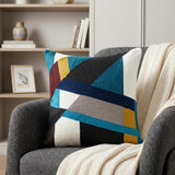 20" Blue and White Cotton Throw Pillow