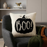 20" x 20" Cream Black Pumpkin Boo Square Accent Throw Pillow