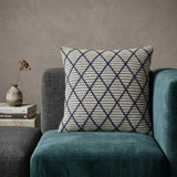 20" x 20" Blue Argyle Transitional Accent Throw Pillow