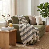 Black and Beige Diamond Weave Soft Cotton Handloom Throw