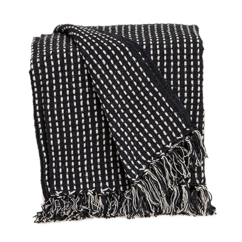 8' X 10' Navy Blue And Ivory Geometric Washable Indoor Outdoor Area Rug