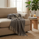 Brown and Taupe Striped Woven Handloom Throw