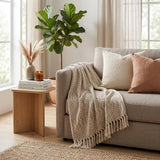 Multi Beige Herringbone Woven Handloom Throw