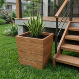 12" Brown Wood Indoor Outdoor Square Planter Box