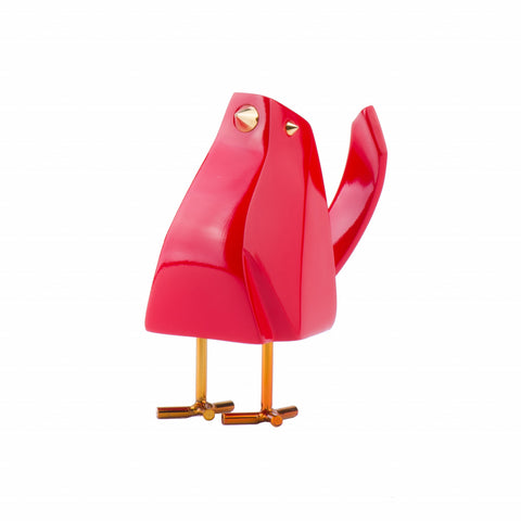 7" Red Metal Hand Painted Tabletop Sculpture