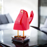 7" Red Metal Hand Painted Tabletop Sculpture