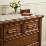 Set of Two Brown Teak Wood Drawer Pull Knobs