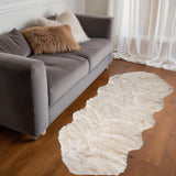 6' Tan Faux Fur Ombre Washable Area Rug