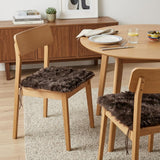 Set of Two 17" Chocolate Faux Fur Dining Chair Pads