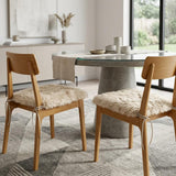 Set Of Two 17" X 17" Taupe Faux Fur Solid Color Dining Chair Pads