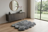 5' X 6' Black Wool Sheepskin Handmade Area Rug