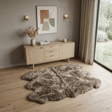 5' X 6' Taupe Wool Sheepskin Handmade Area Rug