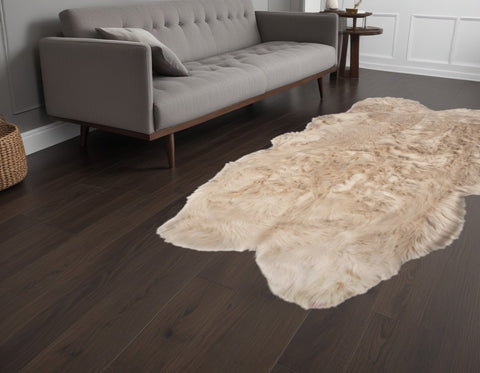 4' X 6' Taupe Faux Fur Washable Non Skid Area Rug