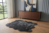 5' X 6' Grey Faux Fur Washable Non Skid Area Rug