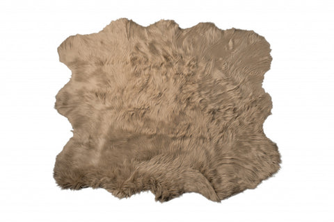 5' X 6' Tan Faux Sheepskin Shag Washable Area Rug