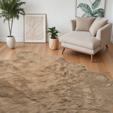 5' X 6' Tan Faux Sheepskin Shag Washable Area Rug
