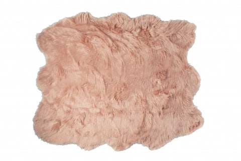5' X 6' Pink Faux Sheepskin Shag Washable Area Rug