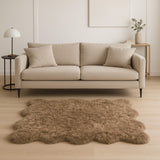 6' X 6' Tan Faux Fur Washable Non Skid Area Rug