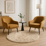 6' X 6' Taupe Round Faux Fur Washable Non Skid Area Rug