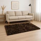 5' X 8' Chocolate Faux Fur Non Skid Area Rug