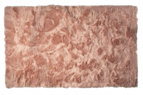 5' X 8' Dusty Rose Faux Fur Non Skid Area Rug