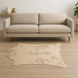 4' X 5' Off White And Silver Faux Cowhide Animal Print Washable Area Rug
