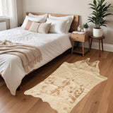 4' X 5' Off White And Silver Faux Cowhide Animal Print Washable Area Rug