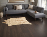 5' X 8' Off White And Silver Faux Cowhide Washable Non Skid Area Rug