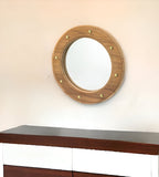11" Brown Round Unframed Accent Mirror