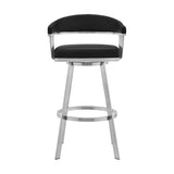 25" Black And Silver Iron Swivel Backless Counter Height Bar Chair