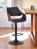 Black Fabric And Iron Adjustable Height Swivel Bar Chair