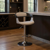 Gray And Silver Fabric And Iron Low Back Adjustable Height Swivel Bar Chair