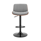 24" Gray And Black Iron Swivel Adjustable Height Bar Chair