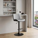 Gray And Black Fabric And Iron Adjustable Height Swivel Bar Chair