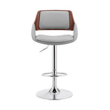 25" Gray And Silver Iron Swivel Low Back Adjustable Height Bar Chair