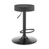 24" Gray And Black Iron Backless Adjustable Height Bar Chair