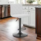 24" White And Black Iron Swivel Low Back Adjustable Height Bar Chair