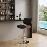 Black And Silver Fabric And Iron Low Back Adjustable Height Swivel Bar Chair