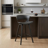 27" Gray And Black Fabric And Iron Low Back Counter Height Bar Chair