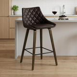 26" Brown Fabric And Iron Counter Height Bar Chair