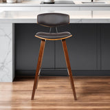 29" Brown Faux Leather Low Back Bar Height Bar Chair