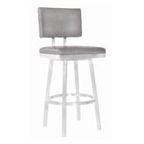26" Light Gray And Silver Iron Swivel Counter Height Bar Chair