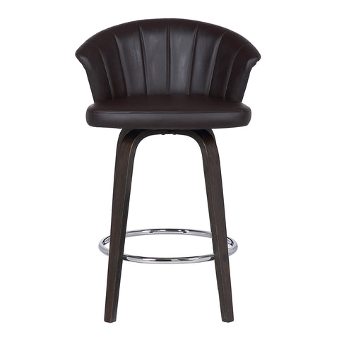 30" Dark Brown Iron Swivel Low Back Bar Height Bar Chair
