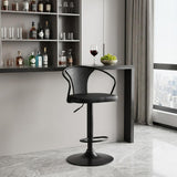 Black Fabric And Iron Low Back Adjustable Height Swivel Bar Chair
