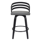 26" Gray and Black Fabric and Iron Low Back Counter Height Swivel Bar Chair
