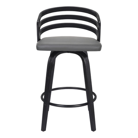 26" Gray and Black Fabric and Iron Low Back Counter Height Swivel Bar Chair