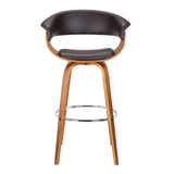 27" Brown Faux Leather And Iron Swivel Low Back Counter Height Bar Chair