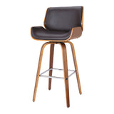 26" Brown Solid Wood Swivel Low Back Counter Height Bar Chair