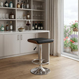 Black And Silver Fabric And Iron Backless Adjustable Height Bar Chair