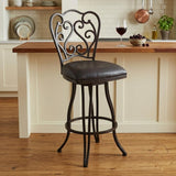 26" Espresso Fabric And Iron Counter Height Swivel Bar Chair